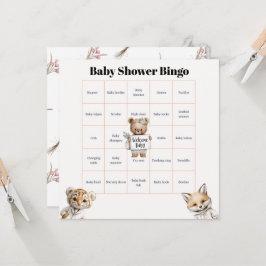 Tarjeta Whimsical Pajama Animals: Baby Shower Bingo