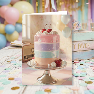 Tarjeta Whimsical Pastel Cake Birthday Card for Daughter