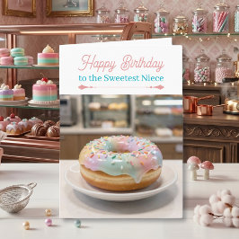 Tarjeta Whimsical Pastel Glass Glaze Donut Niece Birthday