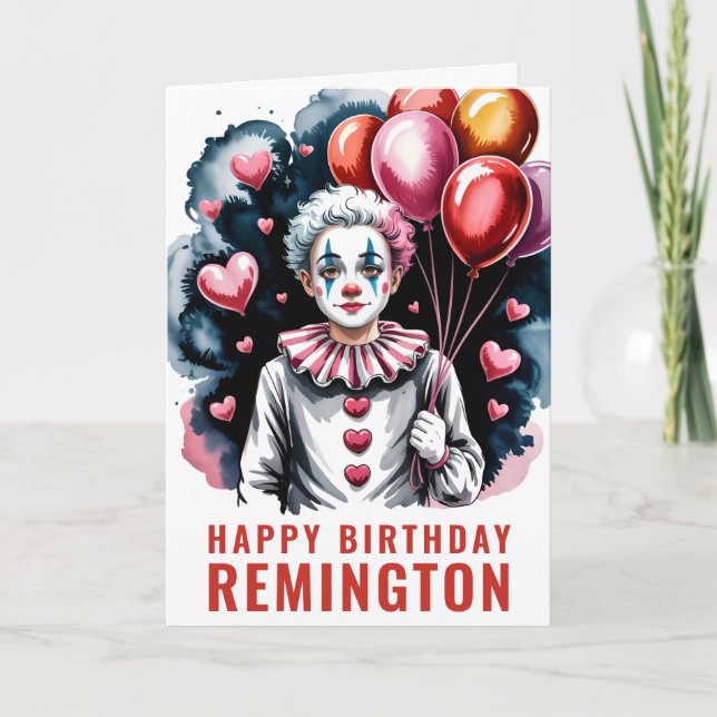 Tarjeta Whimsical Pierrot Birthday Clown (Anverso)