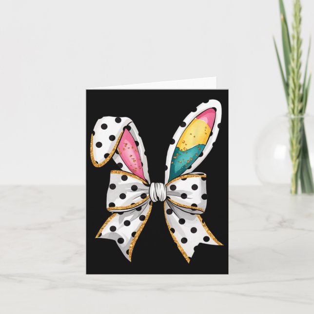 Tarjeta Whimsical Polka Dot Bow Oars Easter Sunday (Anverso)