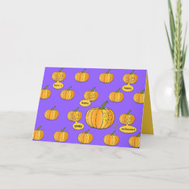 Tarjeta Whimsical Pumpkin parche en Purple Halloween