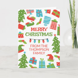 Tarjeta Whimsical Retro Tree Regalos Foto Feliz Navidad