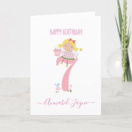 Tarjeta Whimsical Séptimo Festín de cumpleaños lindo rosa