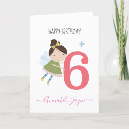 Tarjeta Whimsical Sexto cumpleaños chicas de hadas lindo a