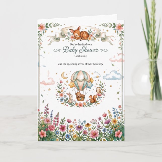 Tarjeta Whimsical Starry Meadow Illustration (Anverso)