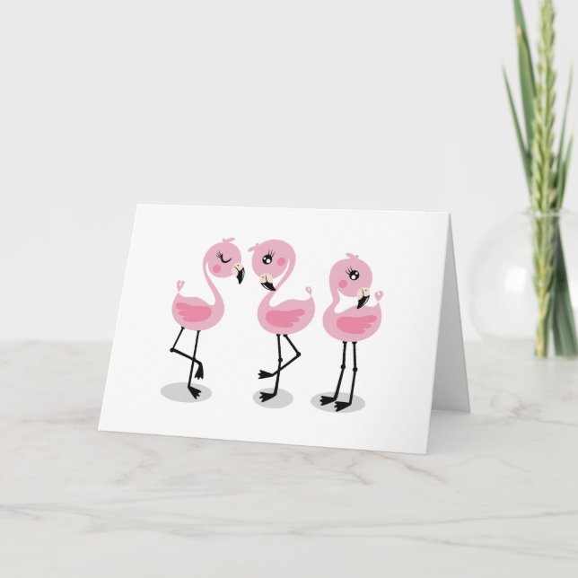 Tarjeta Whimsical tropical flamingos (Anverso)