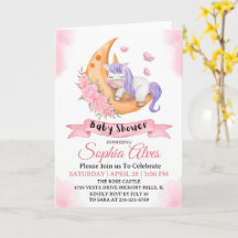 Whimsical Unicorn Moon Baby Shower Para Niña