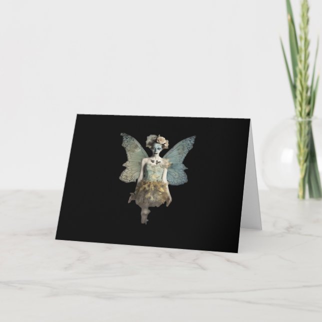 Tarjeta Whimsigoth Zombie Fairy Old Timey Gothic Moody Art (Anverso)