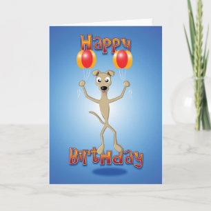 Tarjeta whippet - globos - feliz cumpleaños