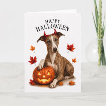 Whippet perro diablo de Halloween