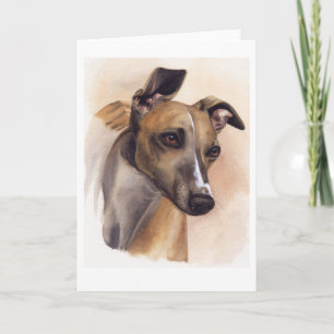 Tarjeta Whippet pintó en Acuarela