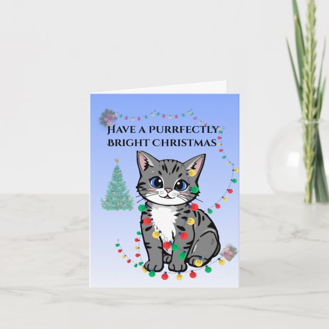 Tarjeta Whisker Festive Wishes Folded Greeting Card (Anverso)