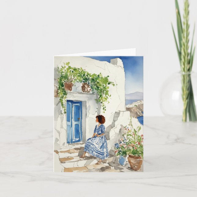 Tarjeta Whispers of the Aegean Watercolor Stationery (Anverso)