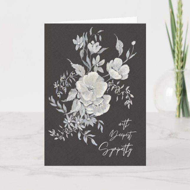 Tarjeta White Anemones Elegant Black & Ivory Floral  (Anverso)