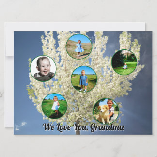 Tarjeta White Blossoming Tree Six Photos Love You Grandma 