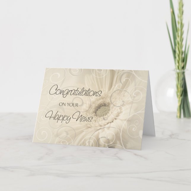 Tarjeta White Floral Swirls Felicitaciones por Esperar (Anverso)