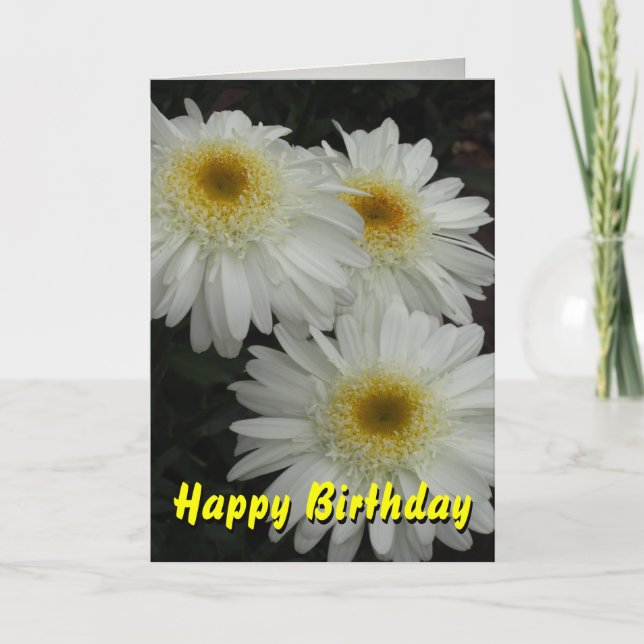 Tarjeta White Gerber Daisy Feliz cumpleaños (Anverso)