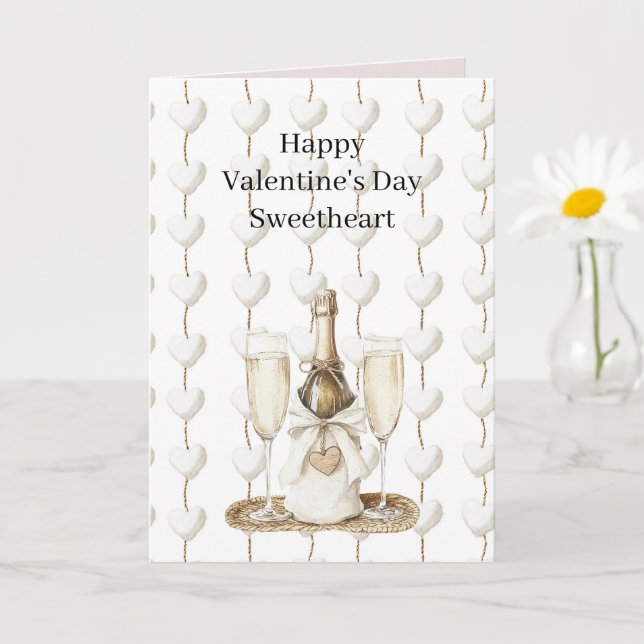 Tarjeta White Hearts Valentine's Day Romance Love (Planta pequeña)