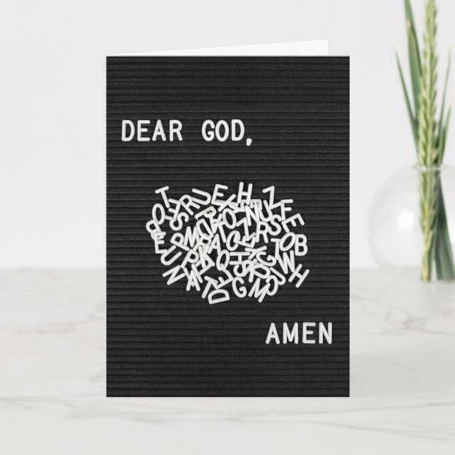 Tarjeta White Jumbled Prayer Letters On Black (Anverso)