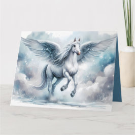 Tarjeta White Pegasus Wings Soft Blue Sky Dreamscape