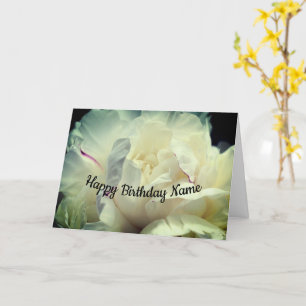 Tarjeta White Peony Flower Petals Cumpleaños Personalizado