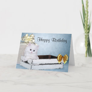 Tarjeta White Persian kitten Birthday