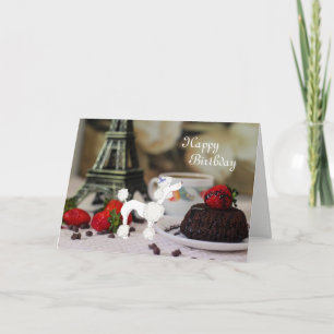 Tarjeta White Poodle Eiffel Tower Paris Dog Happy Birday