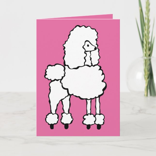 Tarjeta White Poodle Happy Birday (Anverso)