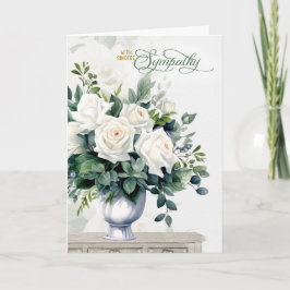 Tarjeta White Roses and Butterflies Sympathy