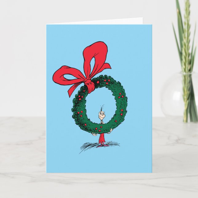 Tarjeta Who Peeking Through Christmas Wreath (Anverso)