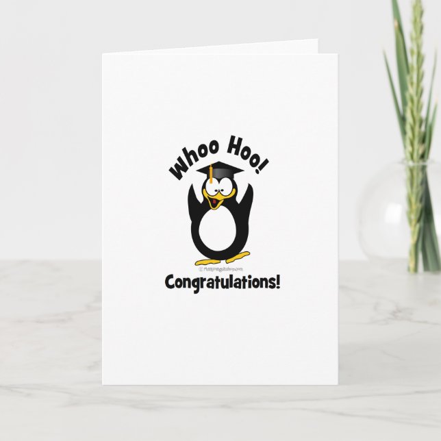 Tarjeta whoo pingüino de la graduación de la enhorabuena (Anverso)