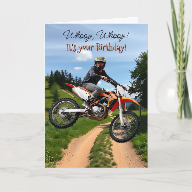 Tarjeta Whoop, es tu cumpleaños. | Tema Motocross (Anverso)