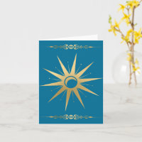 Tarjeta Wicca del Sol Luna Dorado Teal – Celestial