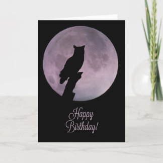 Tarjeta Wicca inspiró un cumpleaños feliz con búho y luna