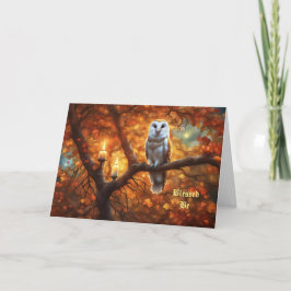 Tarjeta Wicca Pagan Happy Birthday Owl Candles Mystic