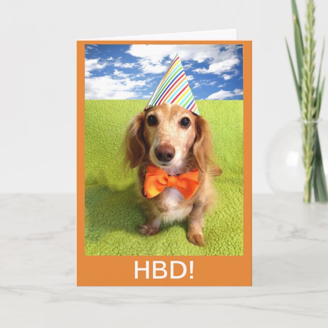 Tarjeta Wiener Dog HBD (Anverso)