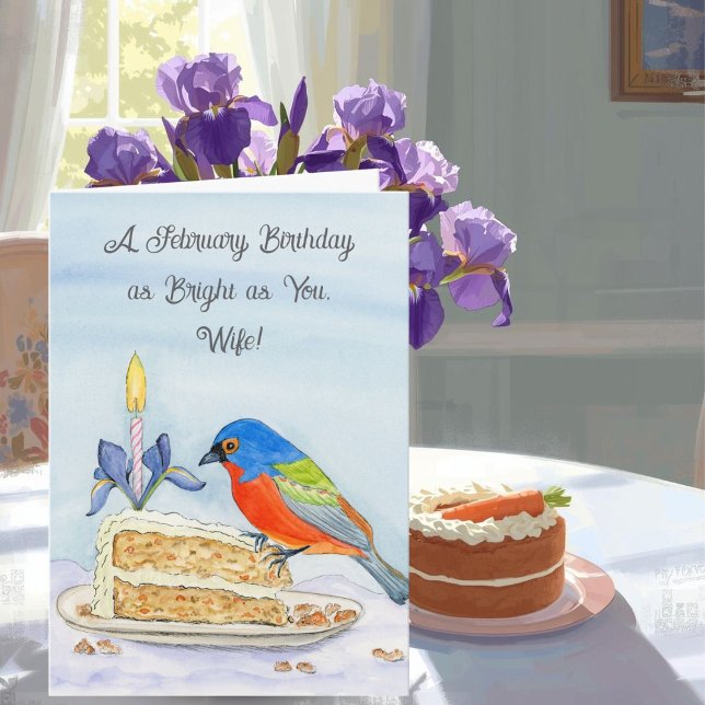 Tarjeta Wife Happy February Birthday Painted Bunting (Subido por el creador)