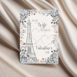Tarjeta Wife Romantic Valentines Day Eiffel Tower