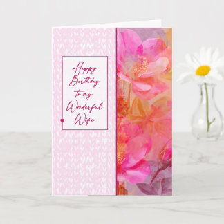 Tarjeta Wife’s, Birthday, Soft Pink Florals