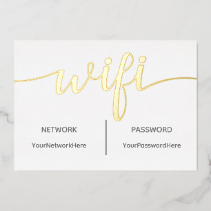 Tarjeta Wifi para huéspedes con Relieve metalizado