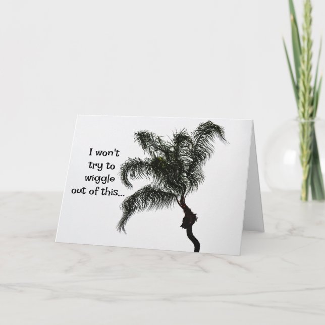 Tarjeta Wiggle Palm Tree Art Fun Belthday Card (Anverso)