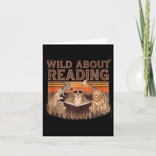 Tarjeta Wild about reading books reader lover librarian (Anverso)