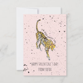 Tarjeta Wild About You Cheetah Classroom Photo Valentine