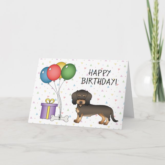 Tarjeta Wild Boar Wire Haired Dachshund Feliz cumpleaños (Anverso)
