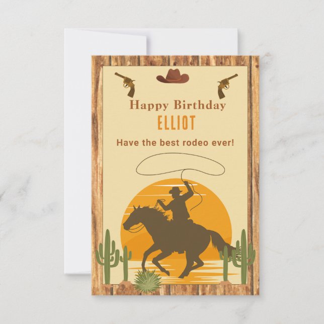 Tarjeta Wild cowboy cumpleaños feliz oeste (Anverso)