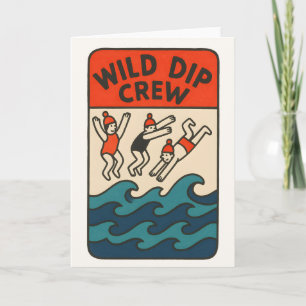 Tarjeta Wild Dip Crew – Diseño de amigos de natación en el