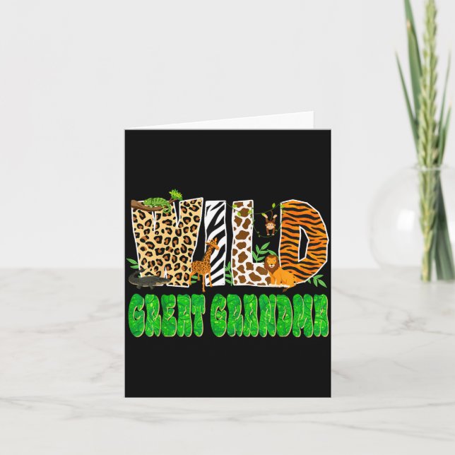 Tarjeta Wild Great Grandma Zoo Safari Animal Birthday Fami (Anverso)