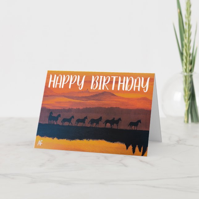 Tarjeta Wild Horses of Montana Painting by Alfred Fox (Anverso)