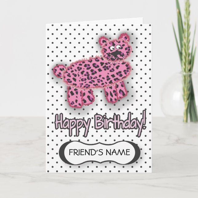 Tarjeta WILD Leopard Birthday Card Pink (Anverso)